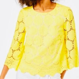 Lilly Pulitzer Bright Yellow Lace Blouse